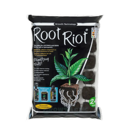 Wurzelstimulanz Growth Technology Root Riot® in einem Anzuchtwürfeltray mit 24 Würfeln für Pflanzenwachstum