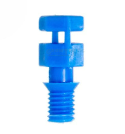 Blauer GrowTOOL Mini Sprayer neben einem Pflanztopf, ideal für Pflanzenpflege, auf weißem Hintergrund.