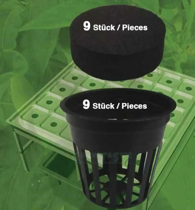 GrowTOOL Gitternetztopf für Pflanzen, 5,4 cm, aus Kunststoff, ideal für Setzlinge und kleine Pflanzen, in natürlicher Ansicht.