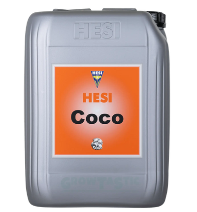 Hesi Coco Dünger in 1-Liter-Flasche, flüssiger Pflanzendünger für Kokoserde, Hesi Marke, auf weißem Hintergrund.