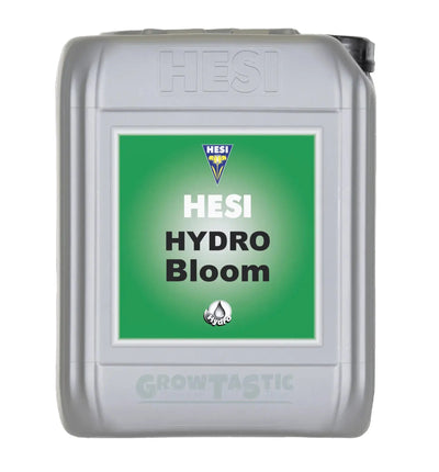 Hesi Hydro Blüte Dünger in 1-Liter-Flasche, ideal für gesunde Pflanzenblüte, zeigt die Flasche mit Hesi-Label und grüner Flüssigkeit