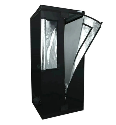 Homebox Homelab Growbox, kompakte Anzuchtbox mit Belüftung und reflektierender Innenfläche für optimalen Pflanzenanbau.