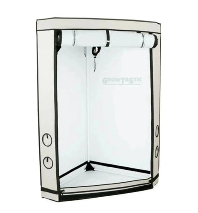 Homebox Vista Growbox in mittlerer Größe und Dreiecksform, ideal für Zimmer- und Pflanzenzucht, mit robuste Struktur und Belüftungssystem