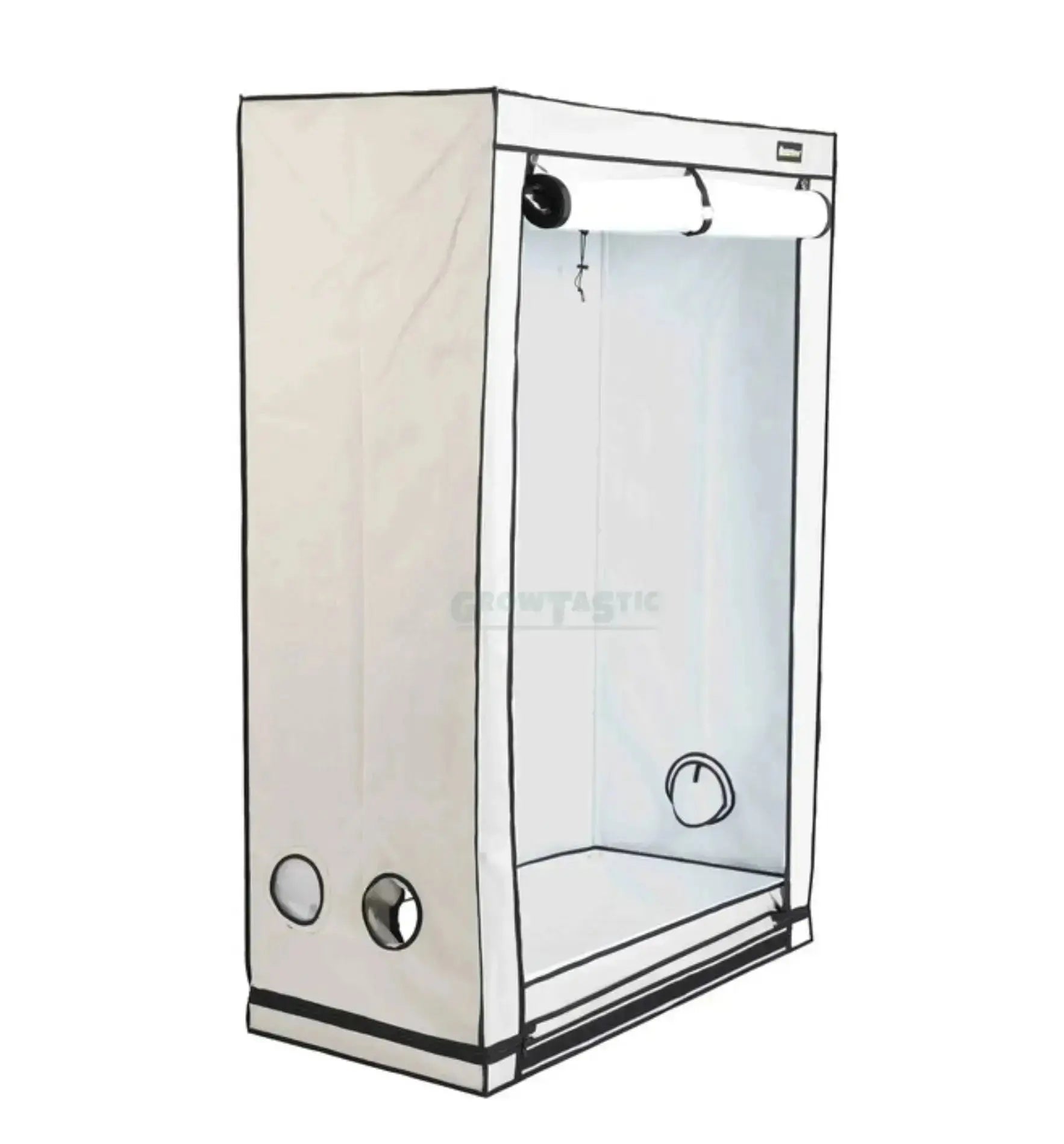 Homebox® R rechteckige Growbox, Standardmodell, mit transparenten Seitenwänden und stabiler Rahmen für Pflanzenzucht.