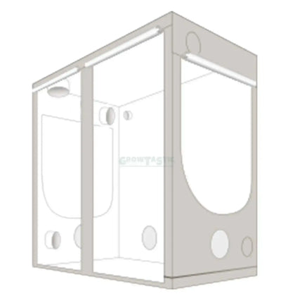 Rechteckige HOMEbox® R+ Growbox mit extra Höhe, stabile Konstruktion und robustes Material für Pflanzenzucht.