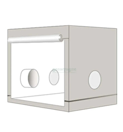 Rechteckige Homebox RS Growbox, verkürzte Version, mit Sichtfenster und Belüftungsöffnung für optimale Pflanzenzucht.