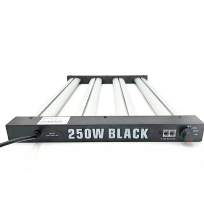 Horticulture LED Pflanzenleuchte, schwarze 4-Balken-LED mit 250W für optimales Pflanzenwachstum, zeigt die Leuchte in Schwarz.