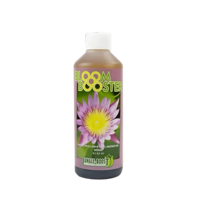 Jungle Boost Bloom Booster Dünger in 500 ml Flasche, für kräftiges Pflanzenwachstum und blühende Pflanzen.