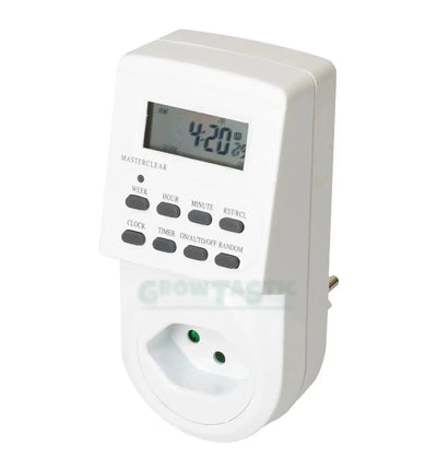 Digitale Max Hauri Zeitschaltuhr mit Display, Tasten und Timer-Funktion für automatische Zeiteinstellungen.