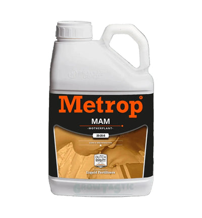 Metrop MAM Dünger in 250 ml Flasche, ideal für Pflanzenpflege, mit klarer Beschriftung und grünem Logo auf der Flasche