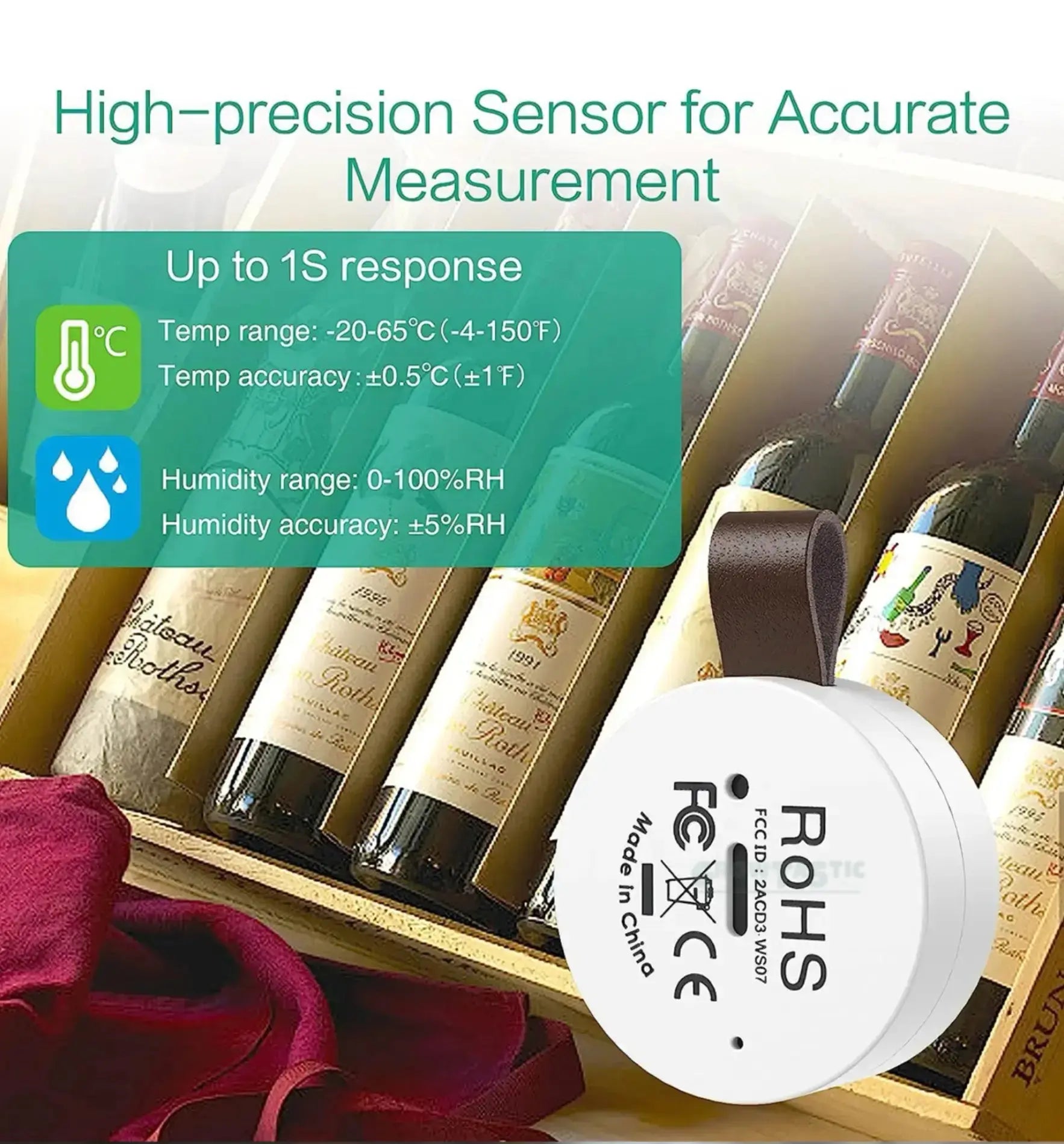 ORIA Wireless Thermometer Hygrometer Mini Wireless Humidity Temperature Sensor 4