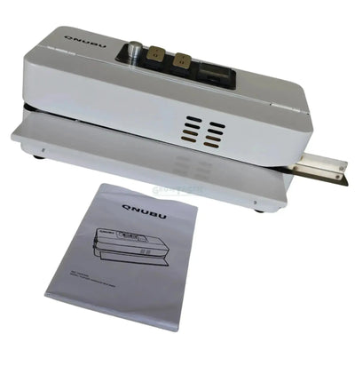 Qnubu automatische, kontinuierliche Verpackungsmaschine mit Bandverschluss, aus robustem Metall gefertigt, für effizientes Versiegeln.