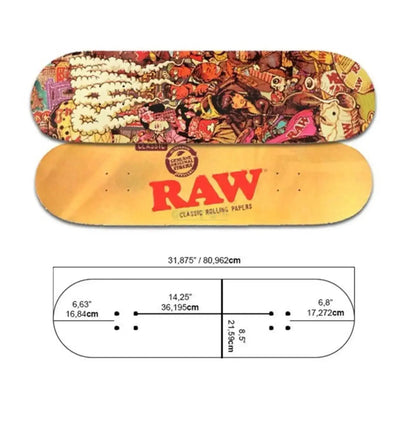 RAW Street Skateboard Japan & Classic 8.5 Zoll, robustes Skateboard mit Holzdeck und langlebigen Rollen, ideal für Street und Tricks