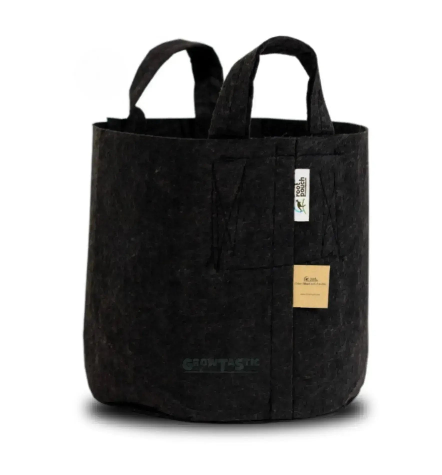 Brauner Textil-Pflanztopf von Root Pouch mit Henkel, 3,8 Liter bis 170 Liter, ideal für Pflanzen und Garten.