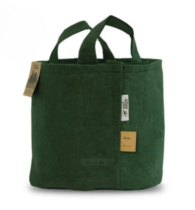Brauner Textil-Pflanztopf von Root Pouch mit Henkel, 3,8 Liter bis 170 Liter, ideal für Garten- und Zimmerpflanzen.