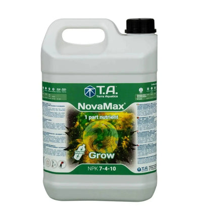 Terra Aquatica NovaMax® Grow Dünger in 1-Liter-Flasche, flüssiger Pflanzenfutter für gesundes Wachstum, auf dem Etikett sichtbar