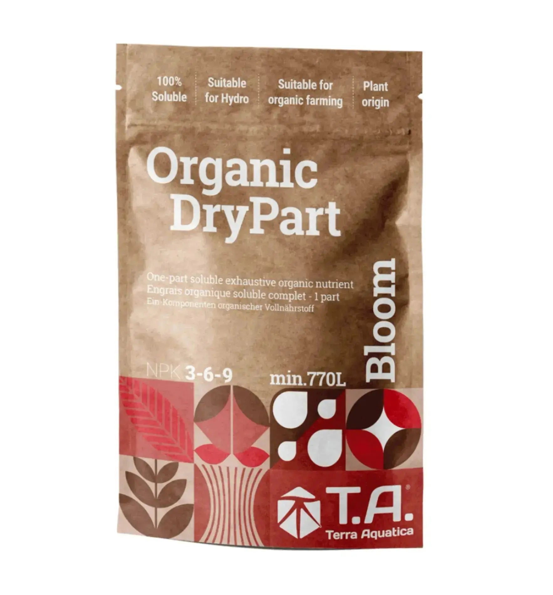 Terra Aquatica Organic DryPart Bloom Dünger in 1-Liter-Flasche, natürliche Nährstoffmischung für Pflanzenwachstum