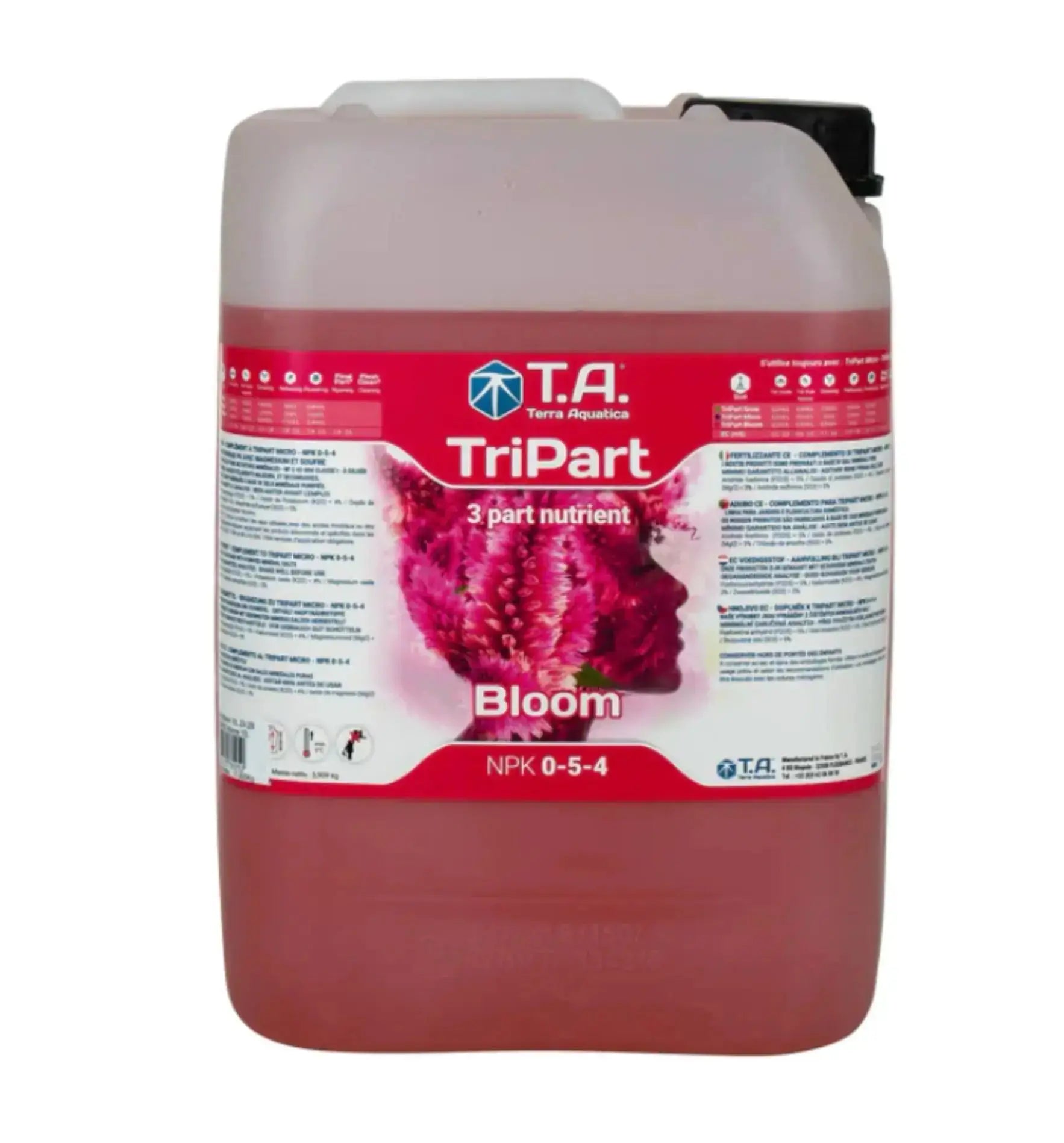 Terra Aquatica TriPart® Bloom Dünger in 500 ml Flasche, für gesunde Pflanzenblüte und Wachstum, auf weißem Hintergrund.