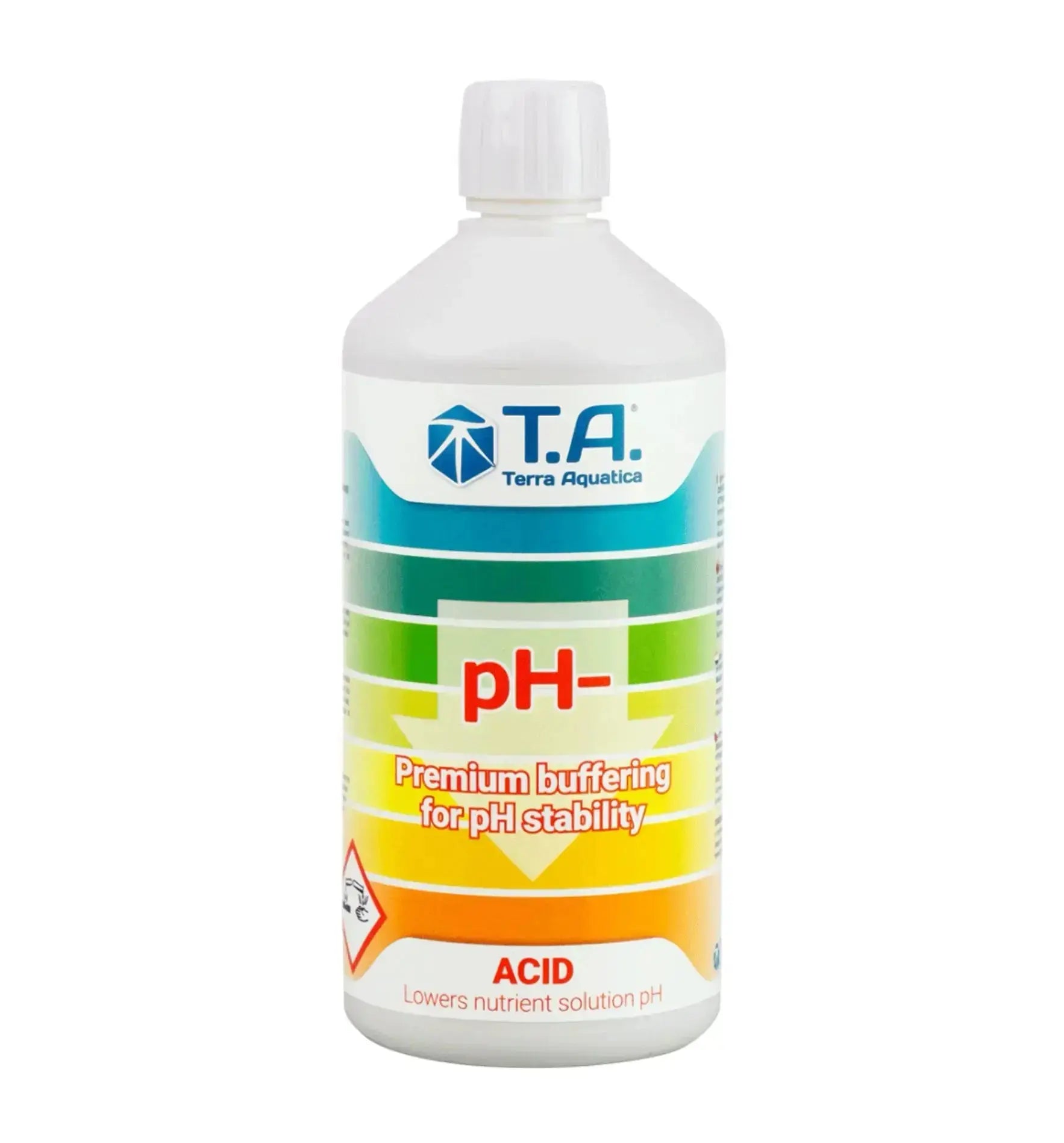 Terra Aquatica pH Down Korrekturflüssigkeit in 1-Liter-Flasche für die pH-Regulierung im Aquarium oder Hydroponik.